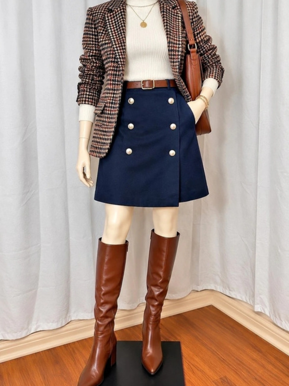 Talbots Navy Blue Gold Crest Button A-Line Skirt Size 2 Preppy Nautical Like New
